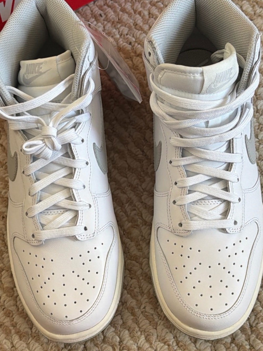 Nike Men’s White and Light Gray High-Top Sneakers